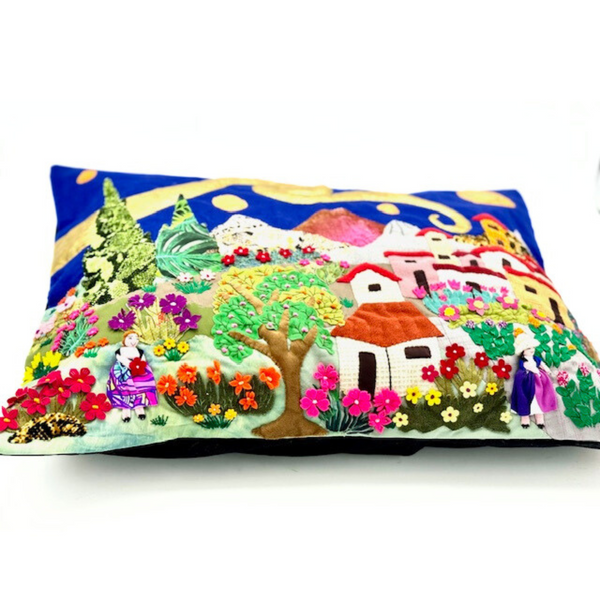 "Starry Starry Peruvian Night” arpillera pillow sham