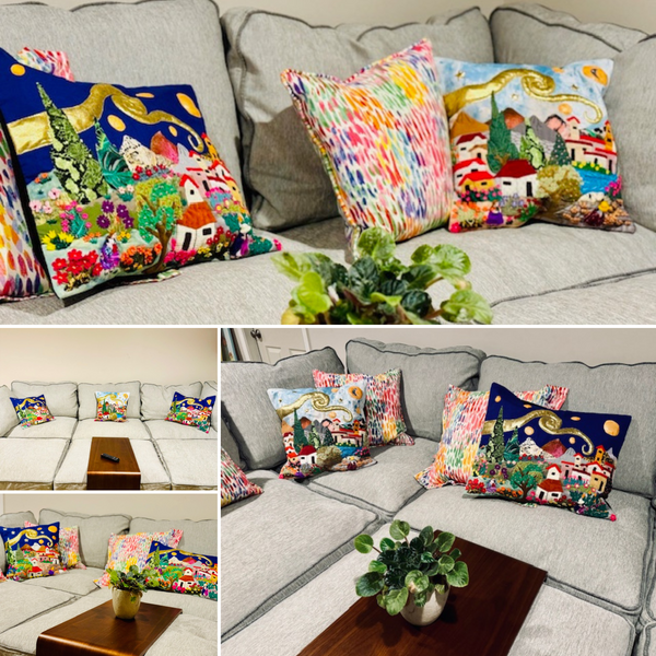 "Starry Starry Peruvian Night” arpillera pillow sham
