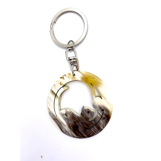 Kitty key chain recycled horn