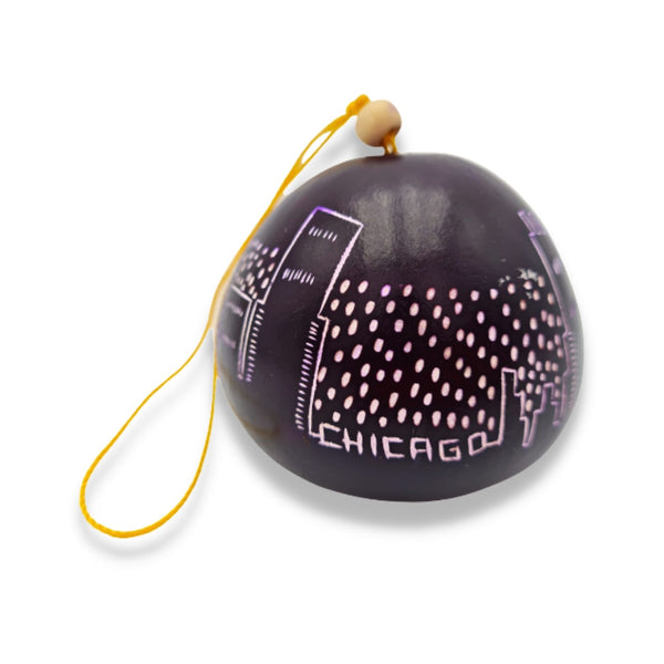 Christmas Chicago Skyline Gourd Ornament