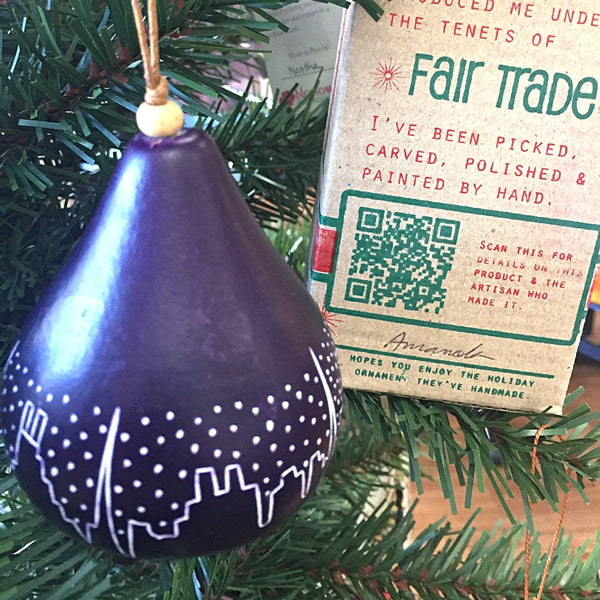 Christmas Chicago Skyline Gourd Ornament