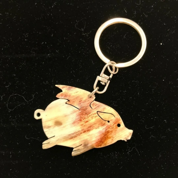 Recycled Flying Pig Key Chain