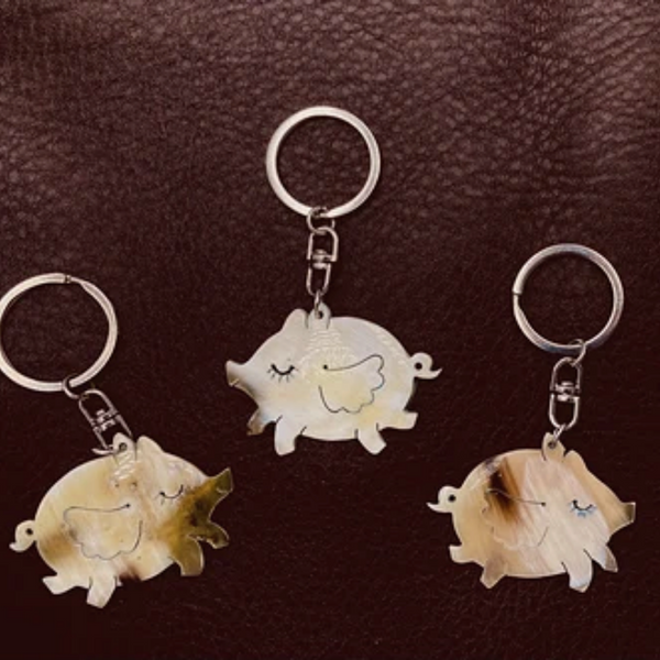 Recycled Flying Pig Key Chain