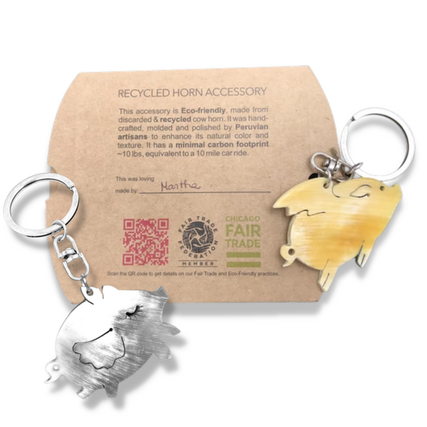 Recycled Flying Pig Key Chain