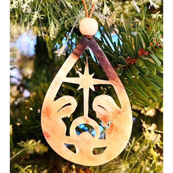 Recycled Nativity Teardrop Ornament