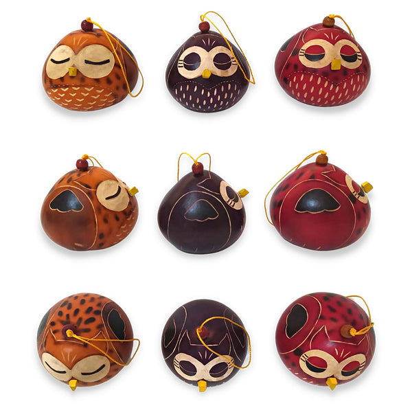 Christmas Gourd Ornament Owl