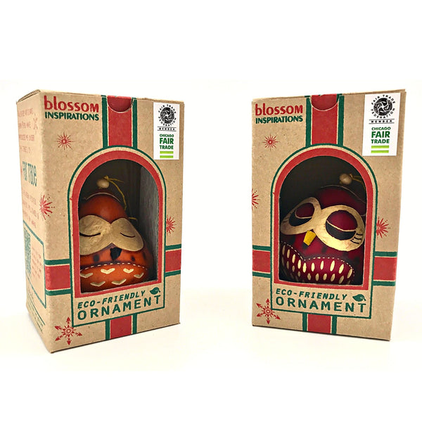 Christmas Gourd Ornament Owl