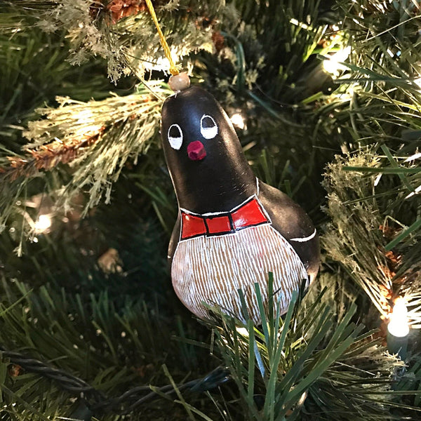 Christmas Gourd Ornament Penguin