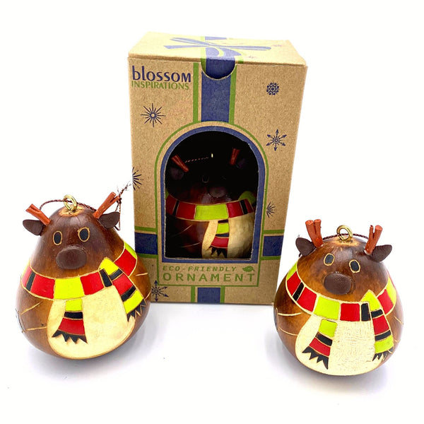 Christmas Gourd Ornament Reindeer