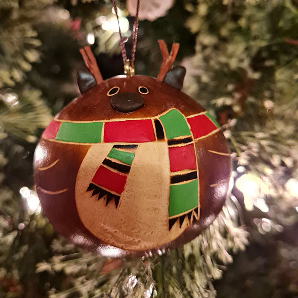 Christmas Gourd Ornament Reindeer