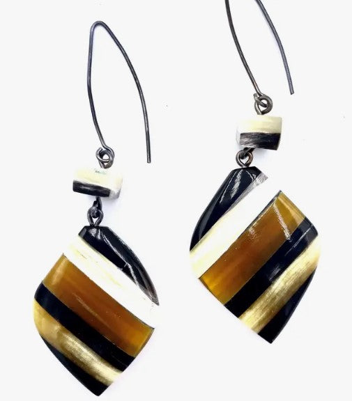 Leftover Horn Earrings With Peruvian Silver 925