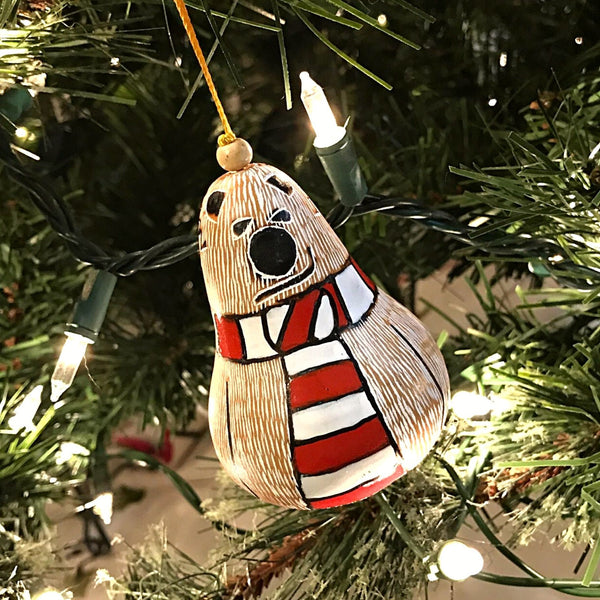 Christmas Gourd Ornament Polar Bear