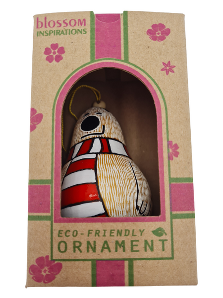 Christmas Gourd Ornament Polar Bear