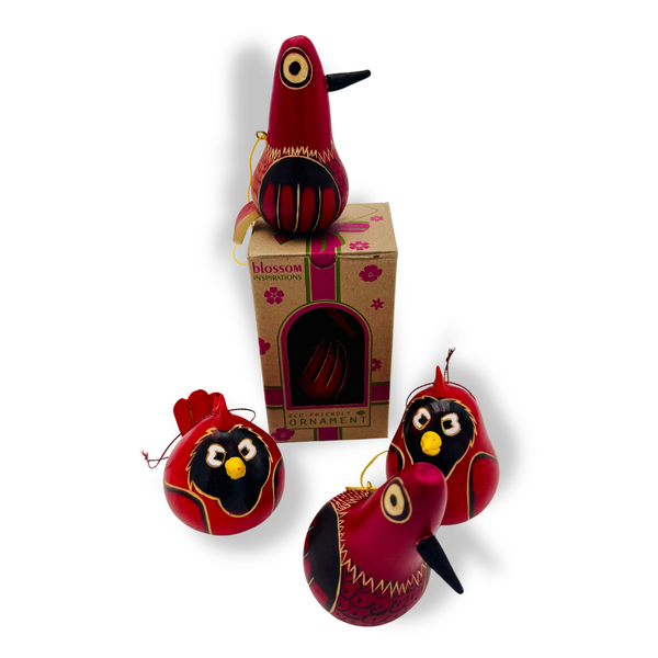 Red Crest Cardinal Gourd Ornament