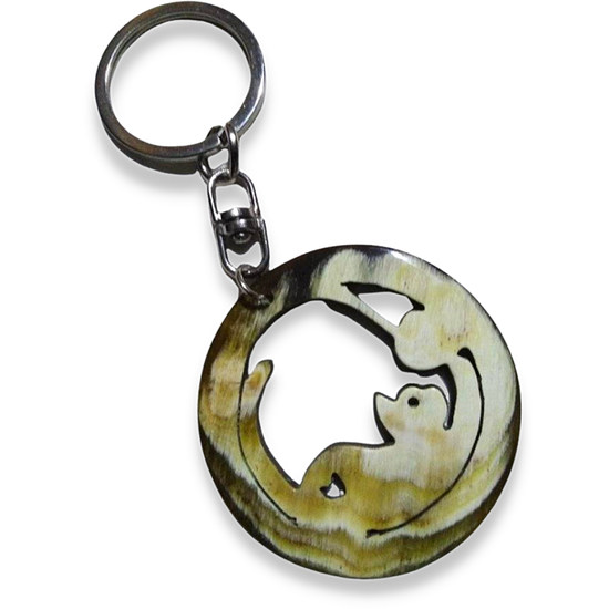 Kitty key chain recycled horn
