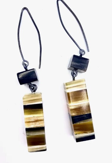 Leftover Horn Earrings With Peruvian Silver 925