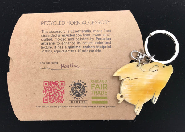 Recycled Flying Pig Key Chain